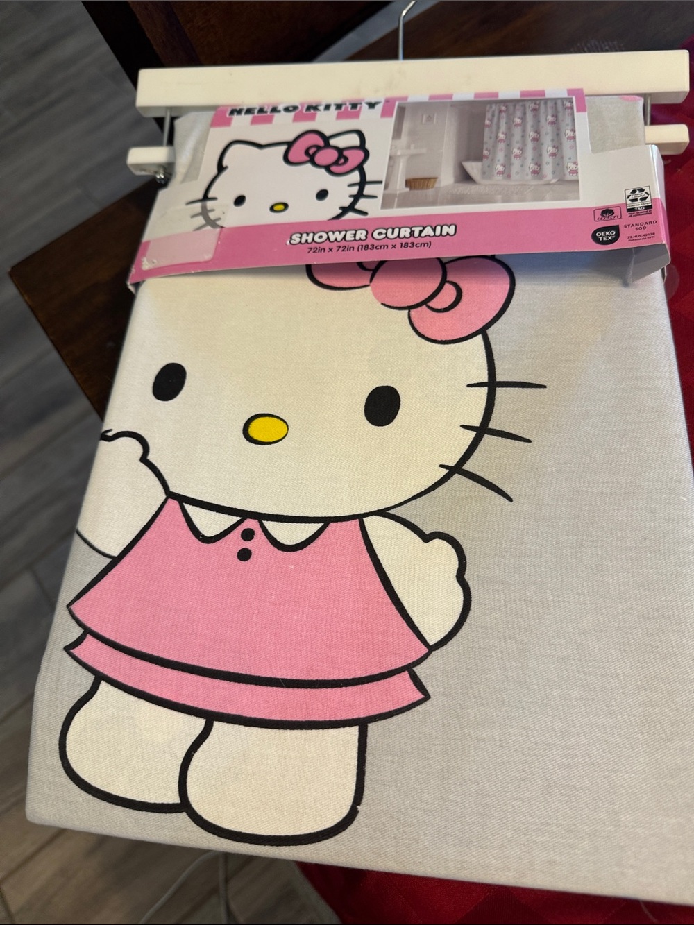 Hello Kitty Pink and White Shower Curtain